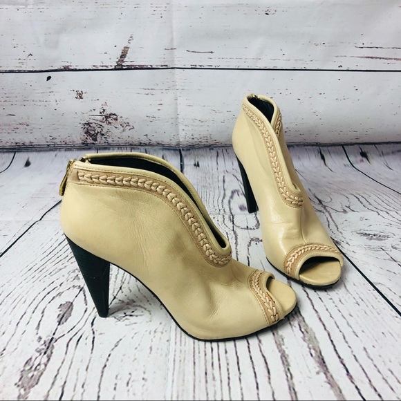 Vince Camuto Leather Peep-Toe Ankle Booties 6 - Picture 1 of 11